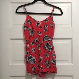 Red/orange floral romper